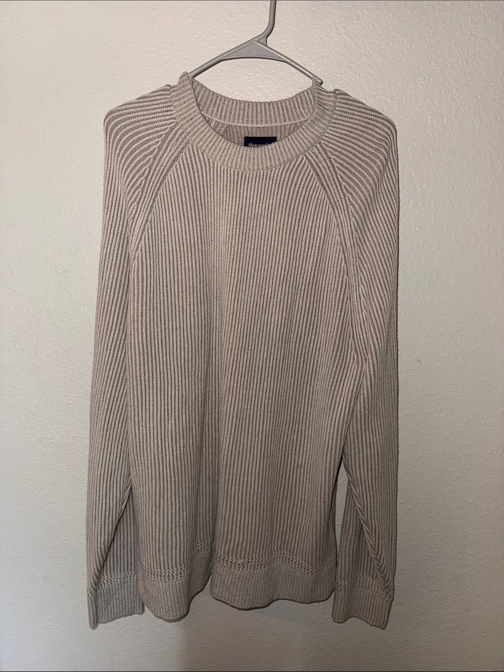 Abercrombie & Fitch Ribbed Crewneck Sweater - Light Beige